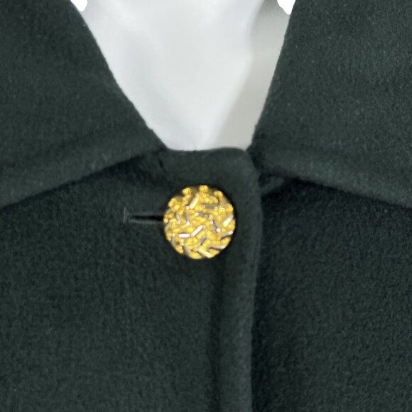 Portfolio Perry Ellis 14 Long Hunter Green Wool Coat Gold Buttons Quiet Luxury - Picture 7 of 16